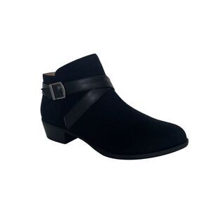 Lifestride Ally Black Ankle Boots Womens 8 Buckle Strap Comfort Velocity 2.0